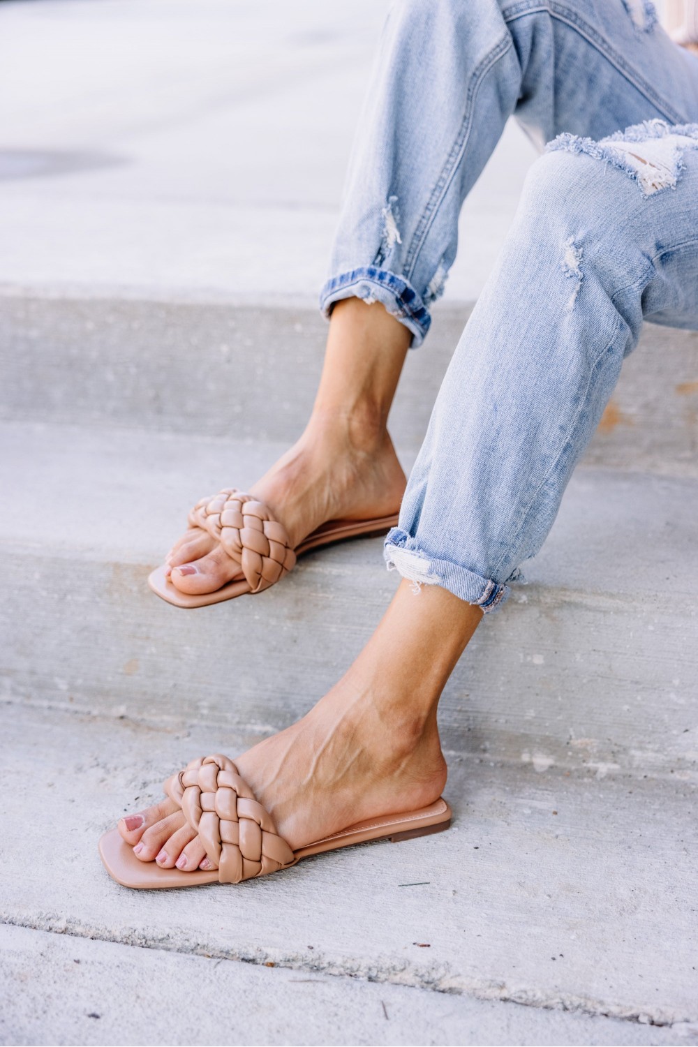 Bubbly Personality Camel Brown Braided Sandals