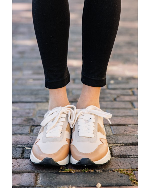 Strike A Pose Beige Brown Sneakers