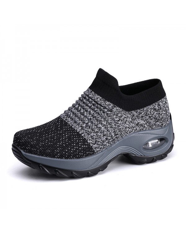 Cross Border Popular Large Size Women's Shoes, Air Cushioned Flying Woven Sports Shoes, Foot Covers, Fashionable Rocking Shoes, Casual Shoes, Socks, Shoes