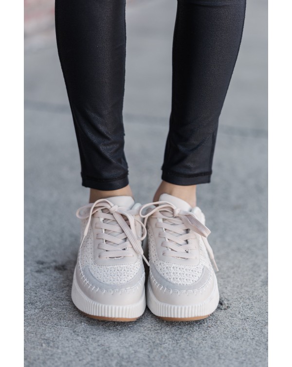 On Your Time Cream Woven Sneaker