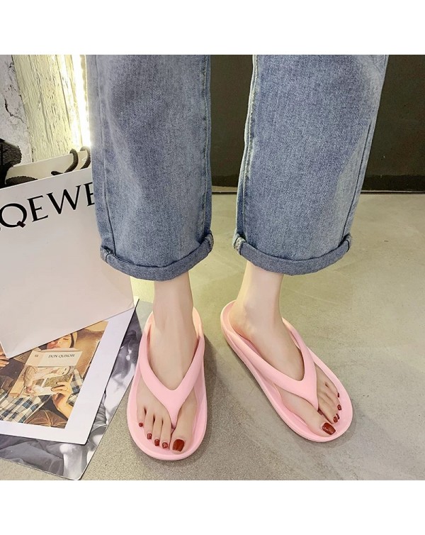 2023 Summer New Type Herringbone Slippers Women's Fashion Versatile Outwear Simple Beach Shoes Clamping Sandals Thick Soles