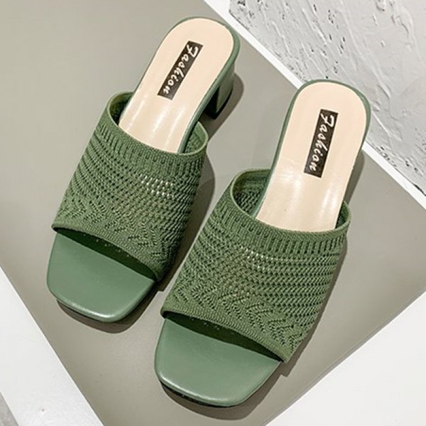 Women's Mid Heel Sandals And Slippers 2020 Summer New Korean Edition Flying Weave Outwear One Word Fashion Women's Sandals And Slippers Wholesale And Distribution