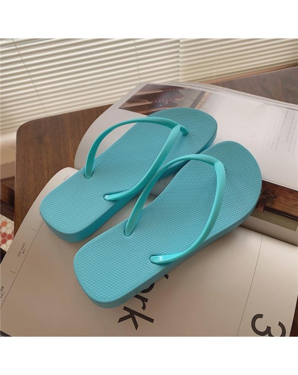 2022 Summer New Korean Flat Bottom Herringbone Slippers For Women Ins Fashion Couples Simple Solid Color Sandwich Slippers Summer