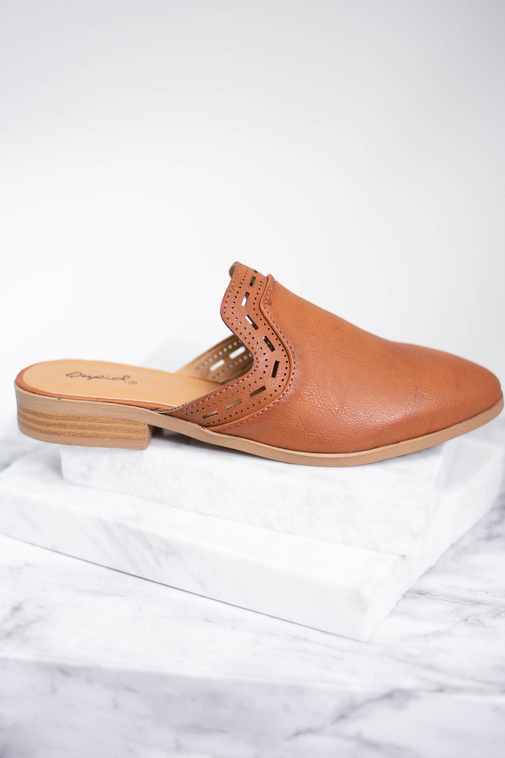 Make Your Move Cognac Brown Mule Flats