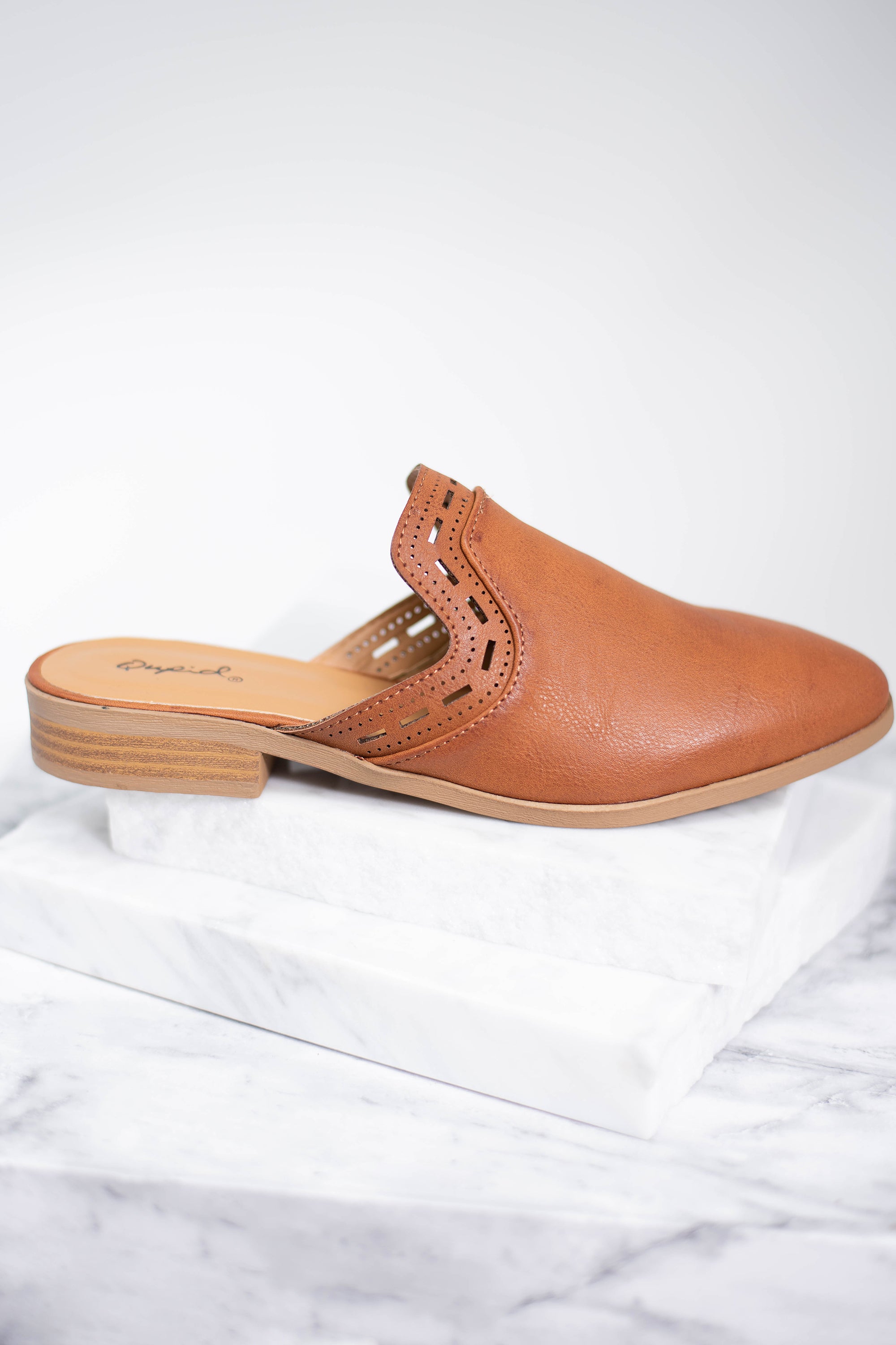 Make Your Move Cognac Brown Mule Flats