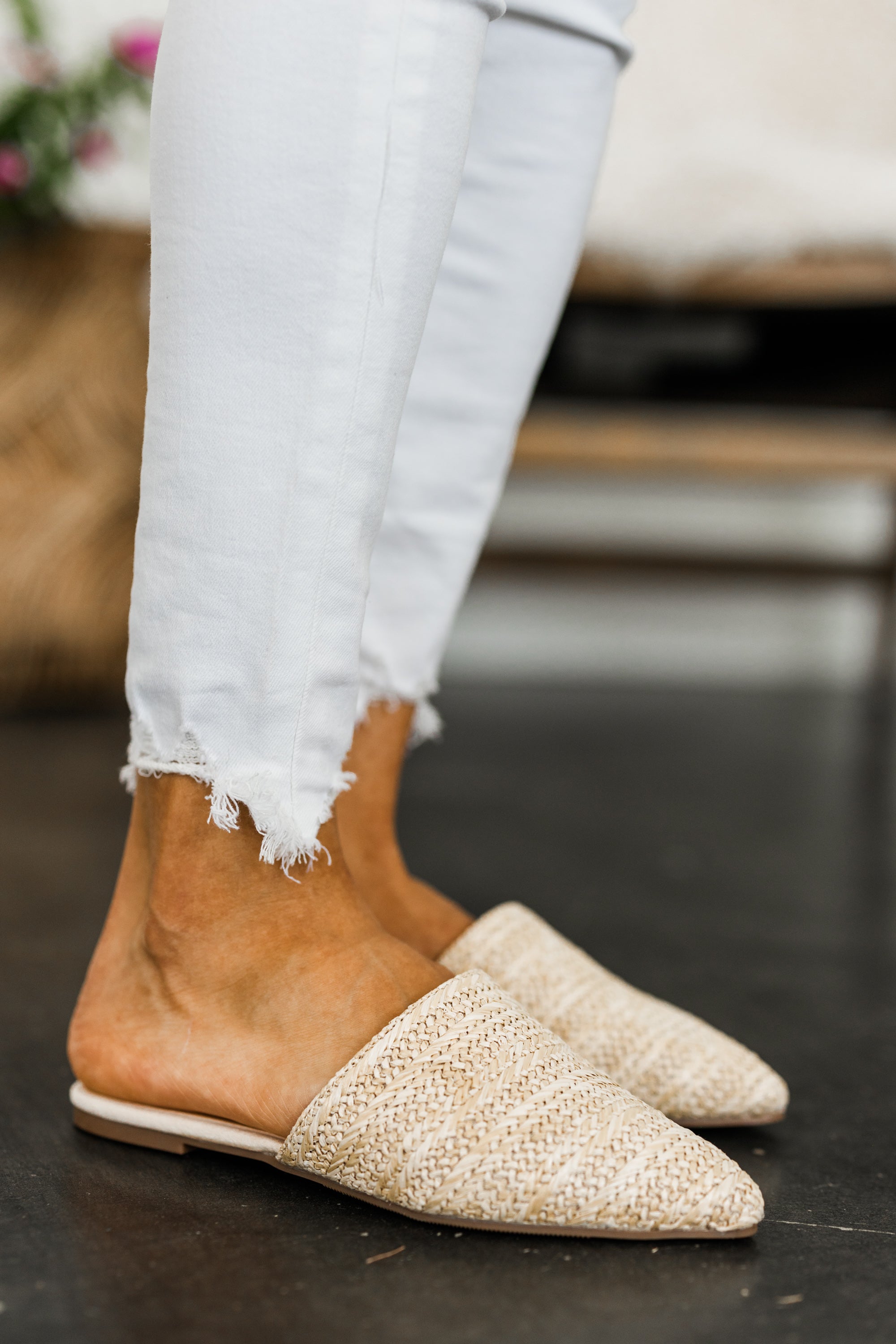 Out In The Sun Natural Brown Flat Mules