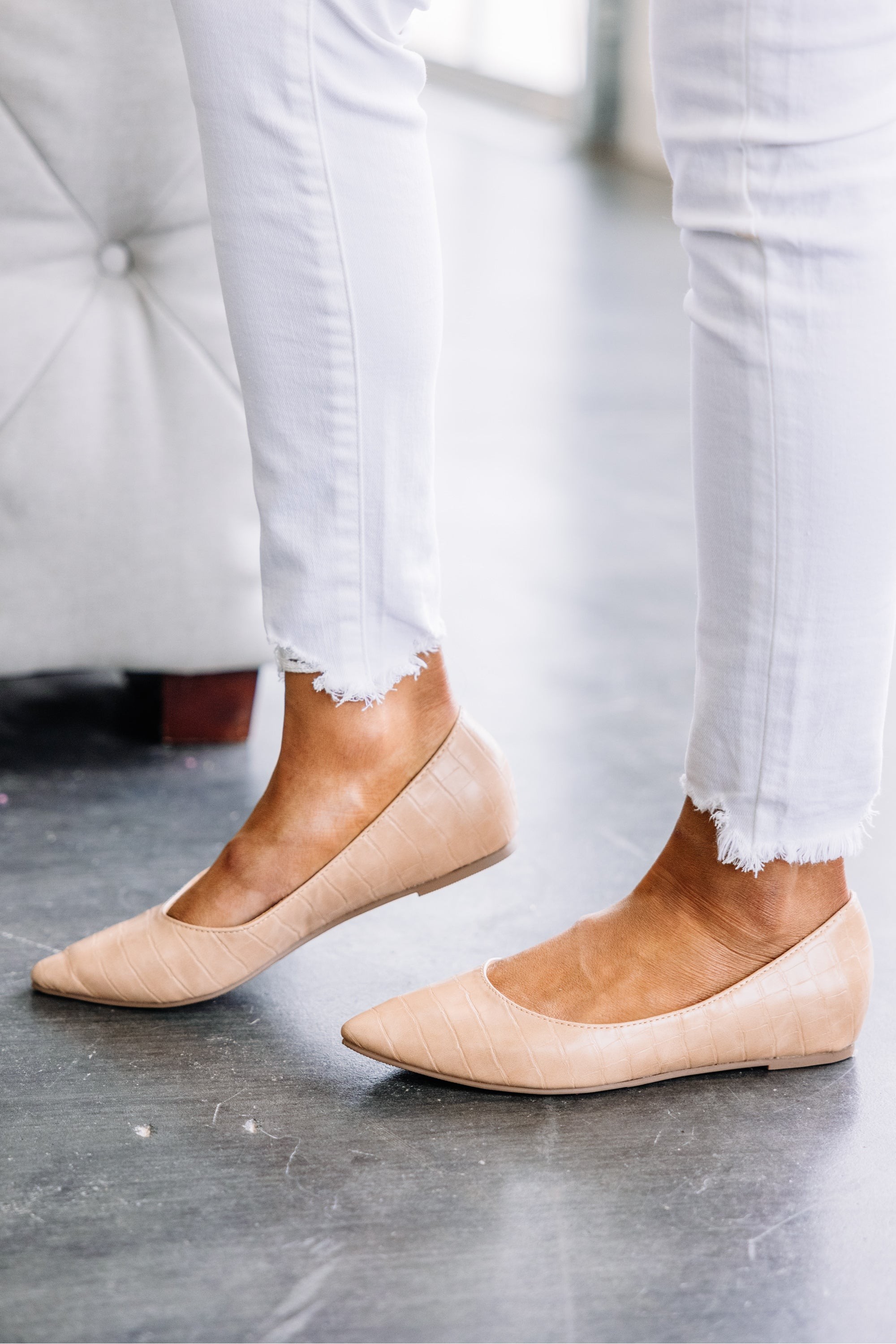 More Than You Know Taupe Brown Reptile Flats