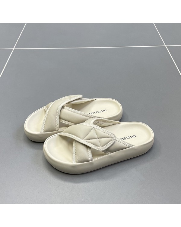 Genuine Leather Slippers For Women In 2023 Summer New Sheepskin Thick Sole For Comfort, Leisure, Fashion, And Versatility. Lazy People Wear Sandals For External Wear
