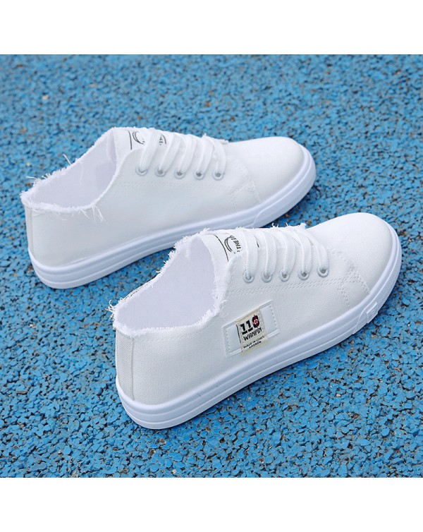 Canvas Shoes Children's Summer 2023 New Women's Shoes Spring Little White Shoes Student Sports Flat Sole Single Shoe Board Shoes