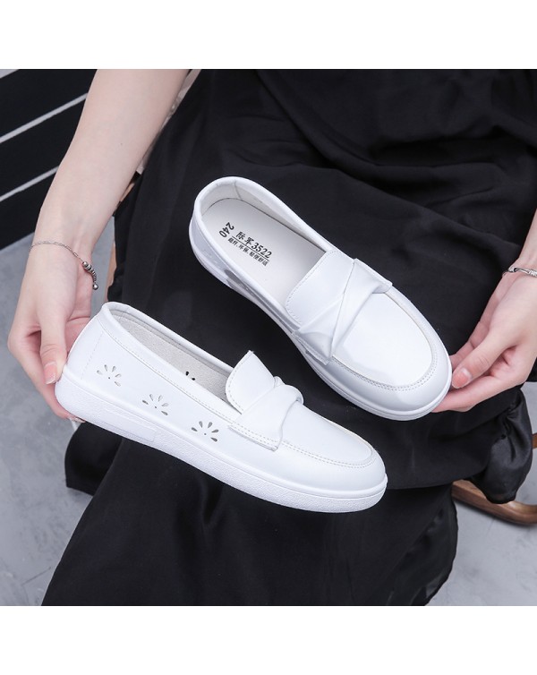 Nurse Shoes For Women With Soft Soles, White Breathable Medical Work Shoes That Are Not Tiring, Comfortable, And Slip Resistant. Wholesale Of Seasonal Single Shoes With Flat Bottoms