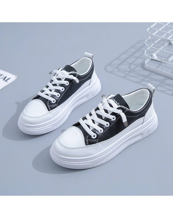 Board Shoes, Small White Shoes, Women's 2023 New Trend, Versatile Women's Shoes, Casual And Fashionable Leather Surface, Thick Sole, And Raised Height Women's Shoes