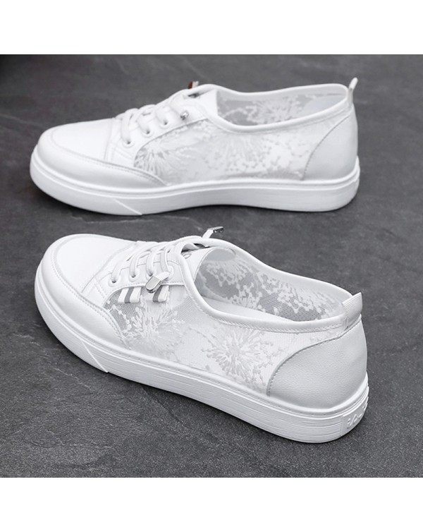 Summer New Female Student Canvas Shoes With Hollow Mesh Surface, Breathable Soft Sole, Anti Slip Small White Shoes, Korean Fashion Casual Shoes