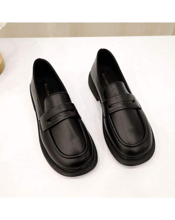 Thick Sole British Style Small Leather Shoes For Women In Spring 2022, New Versatile Soft Sole Soft Leather Retro Korean Version Work Loafers