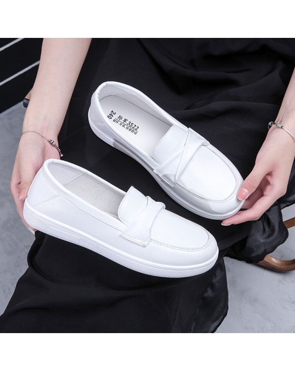 Nurse Shoes For Women With Soft Soles, White Breathable Medical Work Shoes That Are Not Tiring, Comfortable, And Slip Resistant. Wholesale Of Seasonal Single Shoes With Flat Bottoms