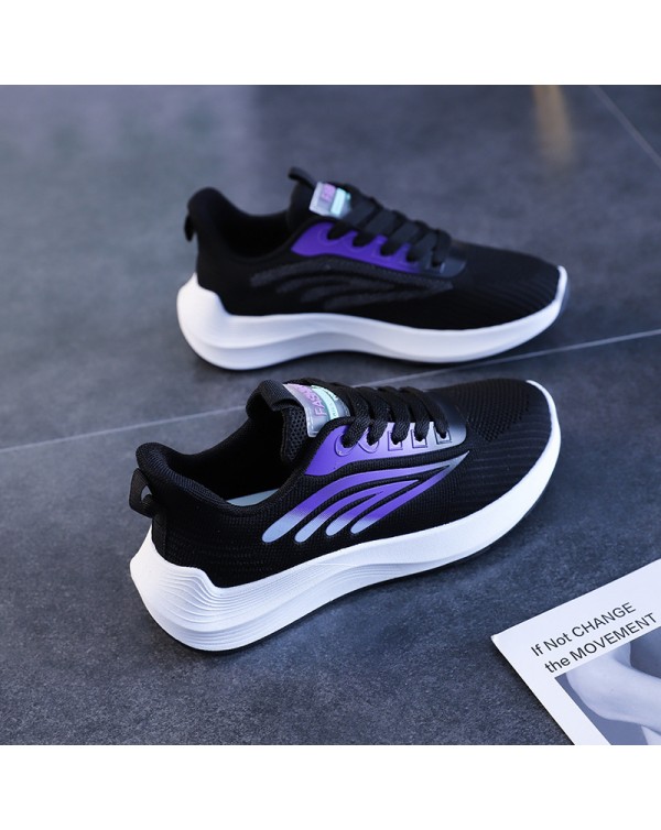 Sports Shoes Women's 2023 Spring/Summer New Mesh Women's Shoes Breathable Popular Travel Shoes Flying Weave Small White Shoes Flat Bottom Casual